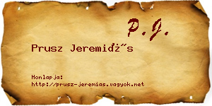 Prusz Jeremiás névjegykártya